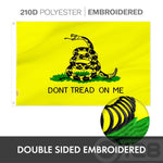 Load image into Gallery viewer, G128 Combo Pack: American USA Flag ToughWeave Series 20x30 In Single Sided &amp; Gadsden Don't Tread On Me Flag Double Sided 20x30 In Double ToughWeave Series  Both Embroidered Polyester, Brass Grommets