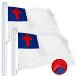 Load image into Gallery viewer, G128 2 Pack: Christian Flag  1x1.5 Ft  StormFlyer Series Embroidered 220GSM Spun Polyester  Religious Flag, Embroidered Design, Indoor/Outdoor, Brass Grommets, Heavy Duty, All Weather