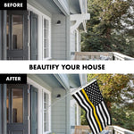 Load image into Gallery viewer, G128 Combo Pack: Flag Pole 6 FT Silver Tangle Free &amp; Thin Yellow Line Flag 3x5 FT Brass Grommets Printed Polyester (Flag Included) Aluminum Flag Pole