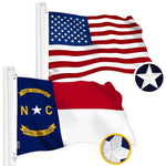 Load image into Gallery viewer, G128 Combo Pack: American USA Flag 3X5 Ft &amp; North Carolina Flag 3X5 Ft, Both Embroidered SPUN Polyester, Indoor/Outdoor, Brass Grommets