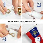 Load image into Gallery viewer, G128 Combo Pack: 5 Ft Tangle Free Spinning Flagpole (White) &amp; Georgia Flag 2.5x4 Ft Embroidered 220GSM Spun Polyester, Brass Grommets (Flag Included) Aluminum Flag Pole