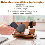 Load image into Gallery viewer, Phone Docking Station Ergonomic Wallet Stand Watch Organizer Natural Wooden Gift