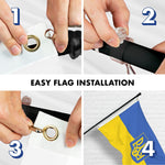Load image into Gallery viewer, G128 Combo: 6 Ft Tangle Free Aluminum Spinning Flagpole (Black) &amp; Ukraine Ukrainian Coat of Arms Flag 3x5 Ft, LiteWeave Pro Printed 150D Polyester, 4 Corner Brass Grommets  Pole with Flag Included