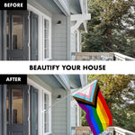 Load image into Gallery viewer, G128 Combo Pack: 6 Ft Tangle Free Aluminum Spinning Flagpole (Silver) &amp; LGBT Progress Rainbow Pride Flag 3x5 Ft, LiteWeave Pro Series Printed 150D Polyester  Pole with Flag Included