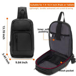 Load image into Gallery viewer, Sling Bag for Men Black Crossbody Bag with USB Charging Port Fits 10.2 inch iPad