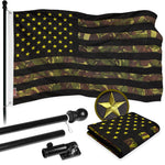 Load image into Gallery viewer, G128 Combo Pack: 6 Ft Tangle Free Aluminum Spinning Flagpole (Black) &amp; American USA Camouflage Flag 3x5 Ft, ToughWeave Pro Series Embroidered 420D Polyester  Pole with Flag Included