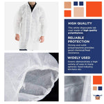 Load image into Gallery viewer, Disposable Lab Coats for Adults X Large 42 inch White Polypropylene Medical PPE Disposable Clothing 10 Pack Waterproof Lab Coats Disposable with Elastic Wrists Folded Collar Front Snaps