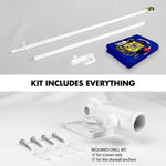 Load image into Gallery viewer, G128 Combo Pack: 6 Ft Tangle Free Aluminum Spinning Flagpole (White) &amp; Wisconsin WI State Flag 3x5 Ft, LiteWeave Pro Series Printed 300D Polyester  Pole with Flag Included