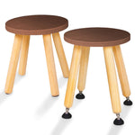 Load image into Gallery viewer, Wooden Step Stool for Kids and Toddlers – Set of 2 – Walnut – Extendable Legs Kids Chair – Sensory Table Seat – Children's Round Sitting Furniture with Leveling Feet and Anti Slip Pads