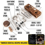 Load image into Gallery viewer, Bartender Kit with Whiskey Smoker 13 pcs Pine Stand  Bar Set with Cocktail Shaker Bartending Kit with Essential Bar Accessory Tools Wood Chips Steel (Torch not Included)