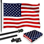 Load image into Gallery viewer, G128 Combo Pack: 5 Ft Tangle Free Aluminum Spinning Flagpole (Black) &amp; American USA Flag 2x3 Ft, LiteWeave Pro Series Printed 150D Polyester  Pole with Flag Included