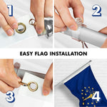 Load image into Gallery viewer, G128 Combo Pack: 6 Ft Tangle Free Spinning Flagpole (Silver) &amp; Indiana Flag 3x5 Ft Embroidered 220GSM Spun Polyester, Brass Grommets (Flag Included) Aluminum Flag Pole
