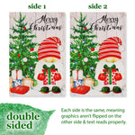 Load image into Gallery viewer, Garden Flag Merry Christmas Santa Gnome with Present 12x18 Blockout Fabric