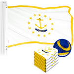 Load image into Gallery viewer, G128 5 Pack: Rhode Island RI State Flag  2.5x4 Ft  ToughWeave Series Embroidered 300D Polyester  Embroidered Design, Indoor/Outdoor, Brass Grommets
