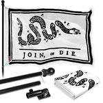 Load image into Gallery viewer, Combo Pack Flag Pole 6 FT Black Tangle Free and Join or Die White Flag 3x5 FT