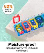 Load image into Gallery viewer, Weekly Pill Organizer 1 time a Day Pill Box 7 Day with Waterproof Seal Large compartments Hold Big Vitamins &amp; Supplements Upgraded Locking lids for Home &amp; Travel use Durable Hard case