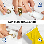 Load image into Gallery viewer, G128 Combo Pack: 6 Feet Tangle Free Spinning Flagpole (White) Solid Yellow Flag 3x5 ft Printed 150D Brass Grommets (Flag Included) Aluminum Flag Pole
