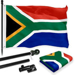 Load image into Gallery viewer, G128 Combo Pack: 6 Feet Tangle Free Spinning Flagpole (Black) South Africa South African Flag 3x5 ft Printed 150D Brass Grommets (Flag Included) Aluminum Flag Pole