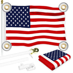 Load image into Gallery viewer, G128 Combo Pack: 6 Ft Tangle Free Aluminum Spinning Flagpole (White) &amp; American USA Flag 3x5 Ft, LiteWeave Pro Series Printed 150D Polyester, 4 Corner Brass Grommets  Pole with Flag Included