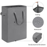 Load image into Gallery viewer, Slim Laundry Hamper With Handles Collapsible Laundry Basket Thin Dirty Clothes Basket Narrow Laundry Bag Foldable Dirty Cloth Hamper 45L (21 inchesGrey)