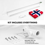 Load image into Gallery viewer, G128 Combo Pack: 6 Feet Tangle Free Spinning Flagpole (Silver) Norway Norwegian Flag 3x5 ft Printed 150D Brass Grommets (Flag Included) Aluminum Flag Pole
