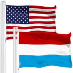 Load image into Gallery viewer, G128 Combo Pack: American USA Flag 3x5 Ft &amp; Luxembourg Luxembourgers Flag  Both LiteWeave Pro Series Printed 150D Polyester, Brass Grommets