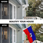 Load image into Gallery viewer, G128 Combo Pack: 5 Ft Tangle Free Spinning Flagpole (Silver) &amp; Haiti Flag 2.5x4 Ft Embroidered 220GSM Spun Polyester, Brass Grommets (Flag Included) Aluminum Flag Pole