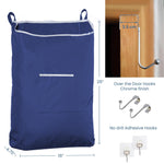 Load image into Gallery viewer, Fine Living Large Hanging Laundry Hamper with Over Door Hooks &amp; Adhesive Durable Space Saving Laundry Bag with Zipper and Wide Open Top Hanging Dorm Laundry Hamper 18 x4.75 x28  (Navy Blue L)