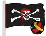 Load image into Gallery viewer, G128 Combo Pack: American USA Flag 3x5 Ft &amp; Pirate Jolly Roger Red Head Scarf Flag 3x5 Ft  Both ToughWeave Series Embroidered 300D Polyester, Embroidered Design, Indoor/Outdoor, Brass Grommets