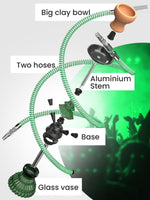 Load image into Gallery viewer, Green Hookah Set 2 Hose Hookah LilOne 12 inch Mini Glass Hookah Combo Kit Set