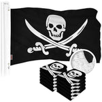 Load image into Gallery viewer, G128 10 Pack: Pirate Jolly Roger Swords Flag  16x24 In  ToughWeave Series Embroidered 300D Polyester  Novelty Flag, Embroidered Design, Indoor/Outdoor, Brass Grommets