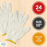 Load image into Gallery viewer, 12 pairs String Knit Work Gloves 10 Inch Cotton and Polyester String Knit Gloves. Reusable Roping Gloves for Men and Women with Yellow Line.