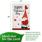 Load image into Gallery viewer, G128 Garden Flag Happy Valentine's Day Gnome Holding Plain Heart 12x18 Blockout Fabric