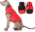 Load image into Gallery viewer, Lightweight Reversible Red Winter Dog Coat Size XS Chest 13 in Warm Jacket