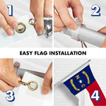 Load image into Gallery viewer, G128 Combo Pack: 6 Ft Tangle Free Spinning Flagpole (Silver) &amp; North Carolina Flag 3x5 Ft Embroidered 220GSM Spun Polyester, Brass Grommets (Flag Included) Aluminum Flag Pole