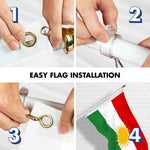 Load image into Gallery viewer, G128 Combo Pack: 6 Ft Tangle Free Aluminum Spinning Flagpole (White) &amp; Kurdistan Region Flag 3x5 Ft, LiteWeave Pro Series Printed 150D Polyester  Pole with Flag Included