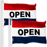 Load image into Gallery viewer, G128 2 Pack: Open Flag  2x3 Ft  LiteWeave Pro Series Printed 150D Polyester  Commercial Business Flag, Vibrant Colors, Brass Grommets, Thicker and More Durable Than 100D 75D Polyester
