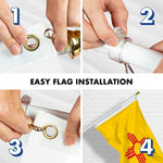 Load image into Gallery viewer, G128 Combo Pack: 6 Feet Tangle Free Spinning Flagpole (White) New Mexico NM State Flag 3x5 ft Printed 150D Brass Grommets (Flag Included) Aluminum Flag Pole