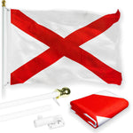 Load image into Gallery viewer, G128 Combo Pack: 6 Feet Tangle Free Spinning Flagpole (White) Alabama AL State Flag 3x5 ft Printed 150D Brass Grommets (Flag Included) Aluminum Flag Pole