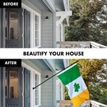Load image into Gallery viewer, G128  6 Feet Tangle Free Spinning Flagpole (Black) Ireland SHAMROCK Flag Brass Grommets Embroidered 3x5 ft (Flag Included) Aluminum Flag Pole