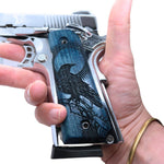 Load image into Gallery viewer, 1911 Raven Series 1911 Wooden Pistol Grips Ambi Safety Cut Blue Raven for 1911