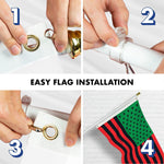 Load image into Gallery viewer, G128 Combo Pack: 6 Ft Tangle Free Aluminum Spinning Flagpole (White) &amp; Afro American Black Liberation BLM Flag 3x5 Ft, LiteWeave Pro Series Printed 150D Polyester  Pole with Flag Included