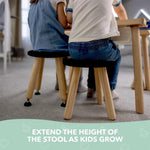 Load image into Gallery viewer, Wooden Step Stool for Kids and Toddlers Set of 4 Black Extendable Legs Kids Chair Sensory Table Stool Children's Round Sitting Stool with Leveling Feet and Anti Slip Pads