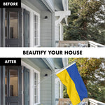 Load image into Gallery viewer, G128 Flag Pole 6FT Silver Tangle Free &amp; Ukraine Ukrainian Flag 3x5 Ft Combo Printed 150D Polyester