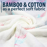 Load image into Gallery viewer, Muslin Swaddle Blankets Large Size Soft Breathable Bamboo Cotton Prevents Overheating Set of 2 Gender Neutral Design Nursing Cover Swaddling Blanket Feather Print Boy Girl Burp Cloth