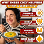 Load image into Gallery viewer, 4 Pcs Microwave Bowl Cozy Holders (Gray &amp; White Checkered) – Heat Resistant Microwave Bowl Holders for Hot Food Protect Hands from Hot Dishes – Soft Fabric for Safe &amp; Convenient Use in the Kitchen