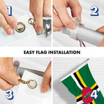 Load image into Gallery viewer, G128 Combo Pack: 6 Ft Tangle Free Aluminum Spinning Flagpole (Silver) &amp; Dominica Dominican Flag 3x5 Ft, LiteWeave Pro Series Printed 150D Polyester  Pole with Flag Included