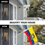 Load image into Gallery viewer, G128 Combo Pack: 6 Ft Tangle Free Spinning Flagpole (White) &amp; Ecuador Flag 3x5 Ft Printed 150D Polyester, Brass Grommets (Flag Included) Aluminum Flag Pole