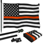 Load image into Gallery viewer, G128 Combo Pack: Flag Pole 6 FT Black Tangle Free &amp; Thin Orange Line Flag 3x5 FT Brass Grommets Printed Polyester (Flag Included) Aluminum Flag Pole