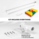 Load image into Gallery viewer, G128 Combo Pack: 6 Ft Tangle Free Aluminum Spinning Flagpole (Silver) &amp; Grenada Grenadian Flag 3x5 Ft, LiteWeave Pro Series Printed 150D Polyester  Pole with Flag Included